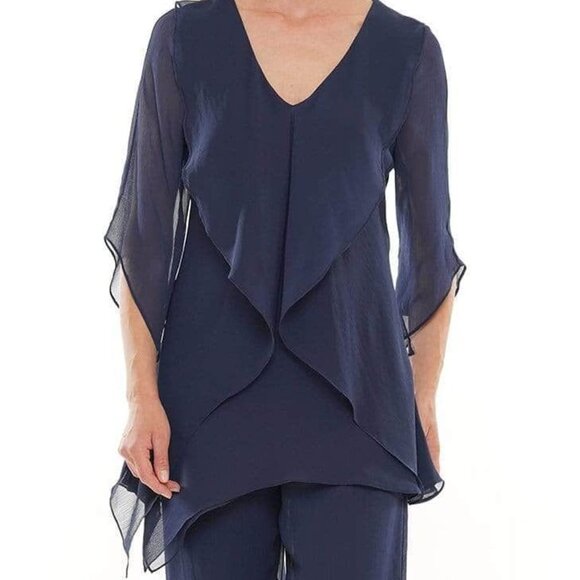 NWT Marsoni by Colors M308 Yoryu Chiffon Formal Pantsuit Blue Size 6 - Picture 2 of 6